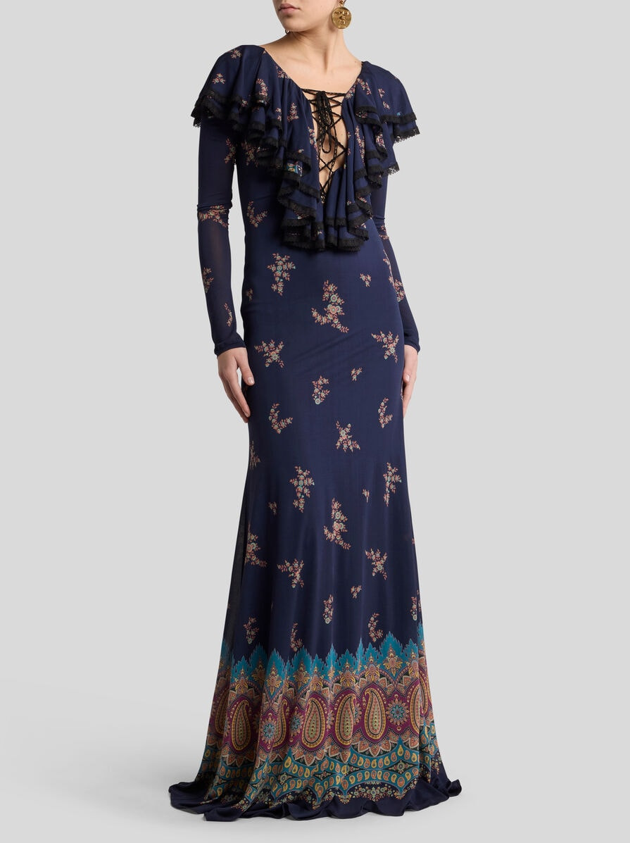 LONG DRESS WITH PLACED PRINT - 3