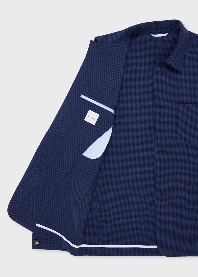 Navy Check Stretch-Wool Seersucker Co-Ord 4
