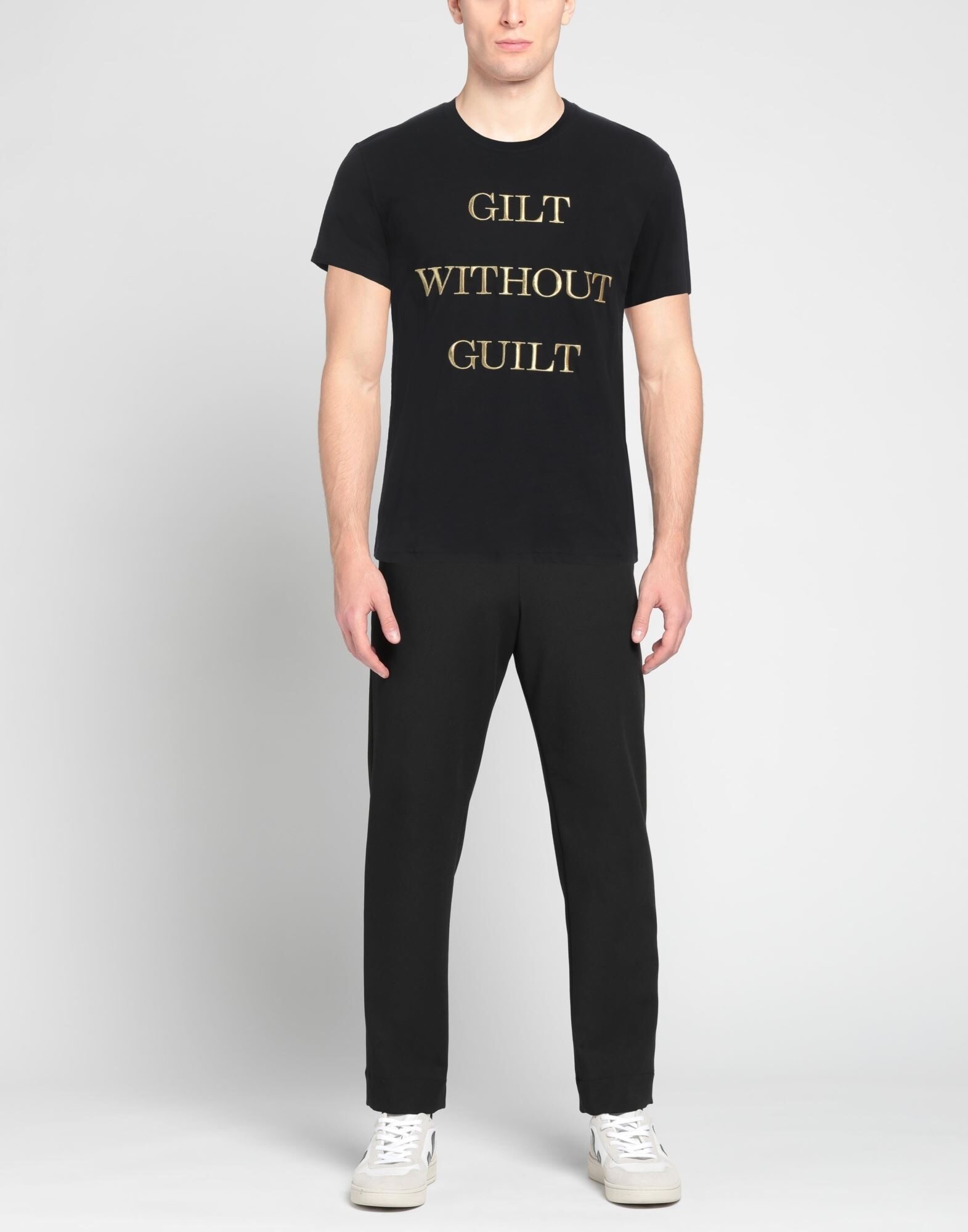 【送料&関税込】Moschino guilt Without Guilt T-shirt Moschino GILT WITHOUT GUILT JERSEY T-SHIRT | REVERSIBLE