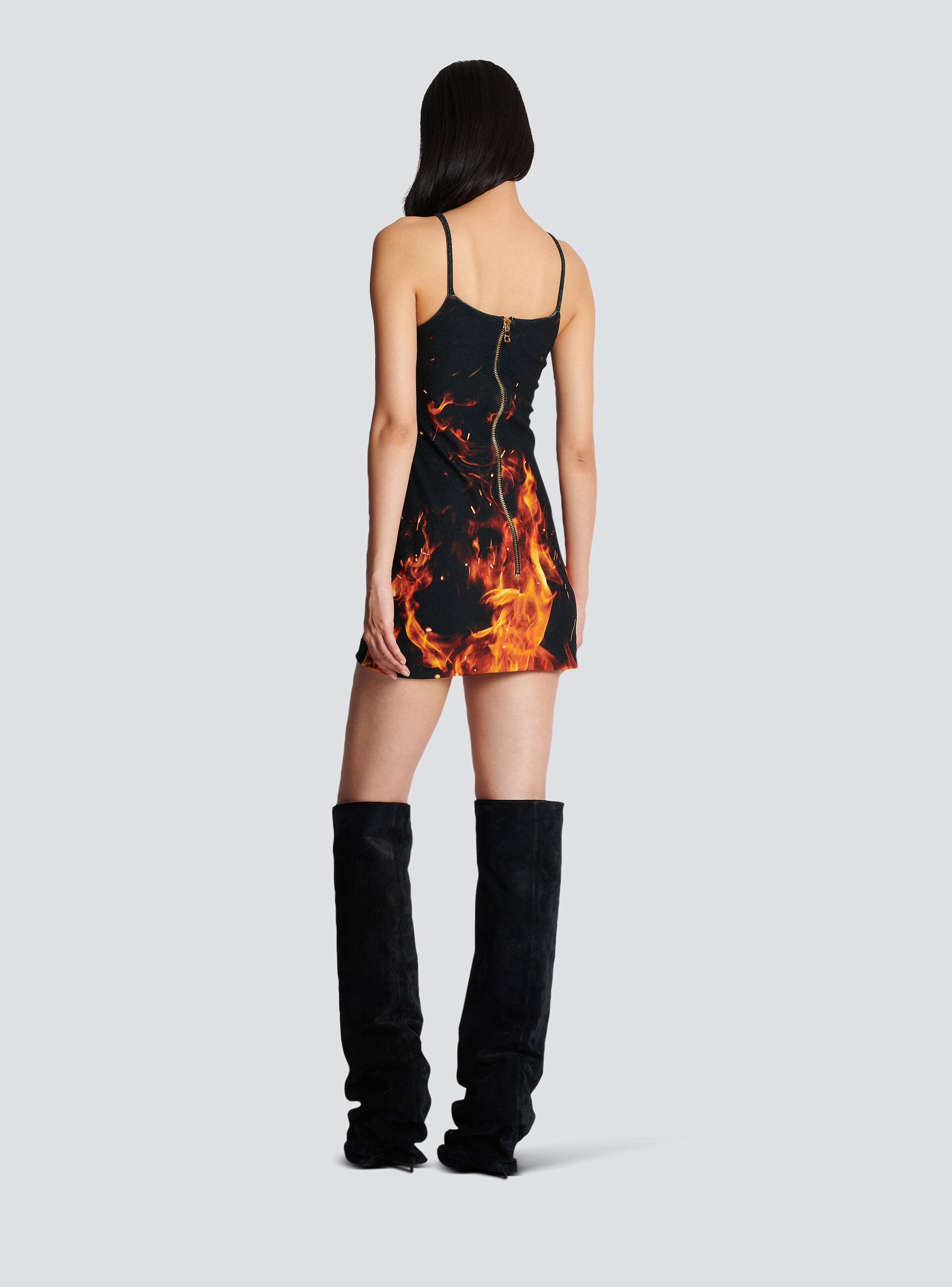 Short Fire printed velvet jersey dress - 4