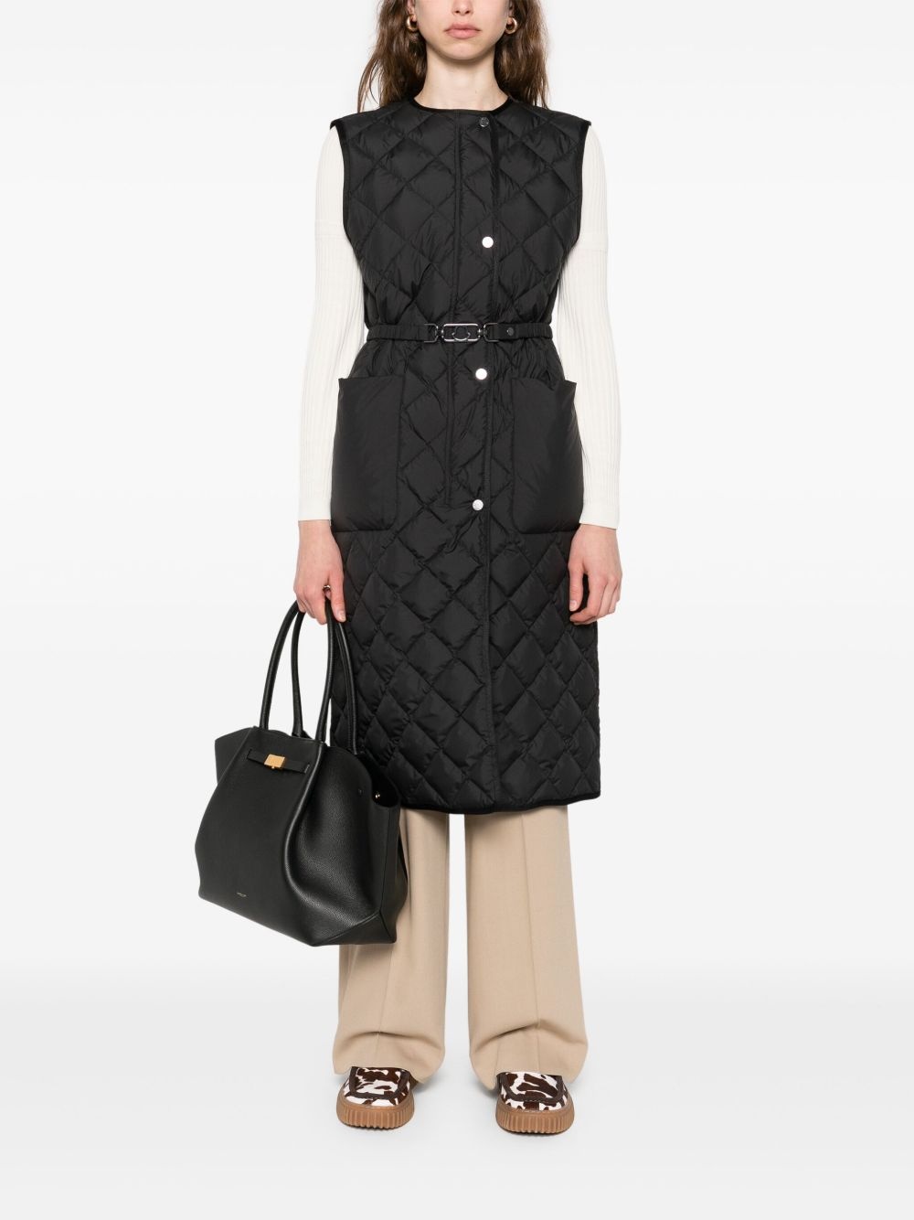 quilted belted vest - 2