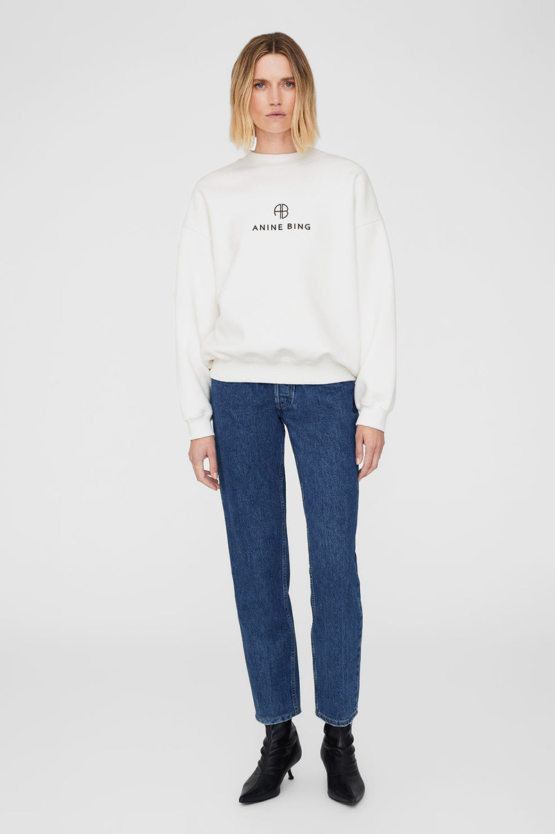 ANINE BING Jaci Sweatshirt Monogram - Ivory outlook
