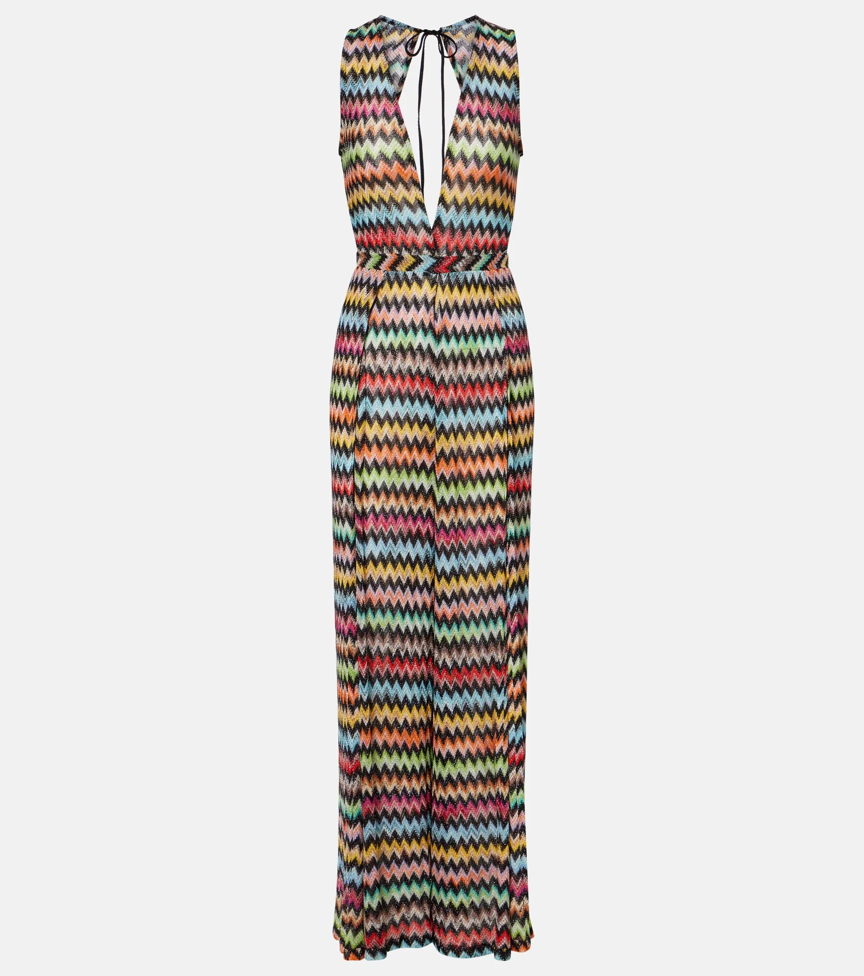 Zigzag open-back lamé jumpsuit - 1