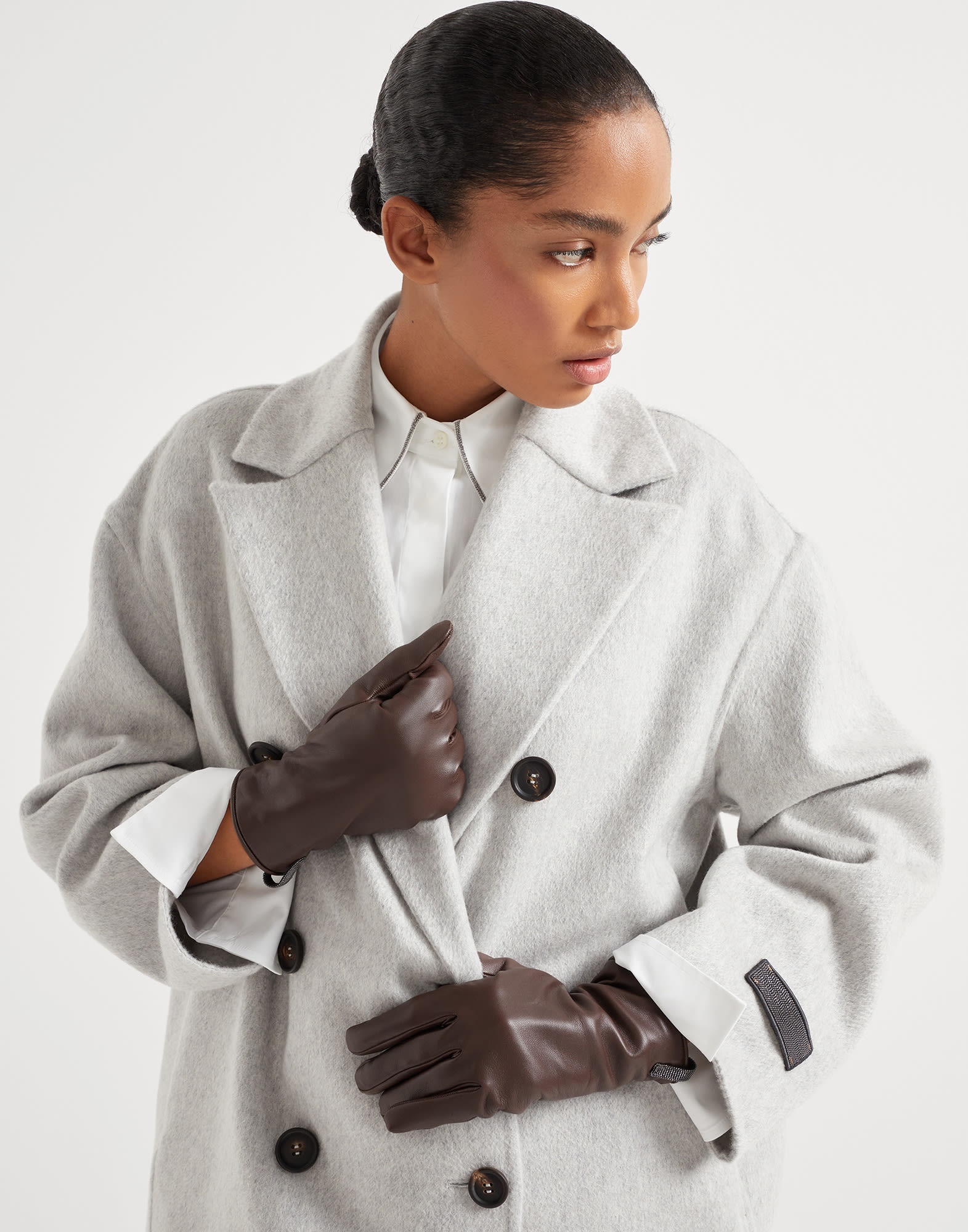 Nappa leather gloves with monili - 3