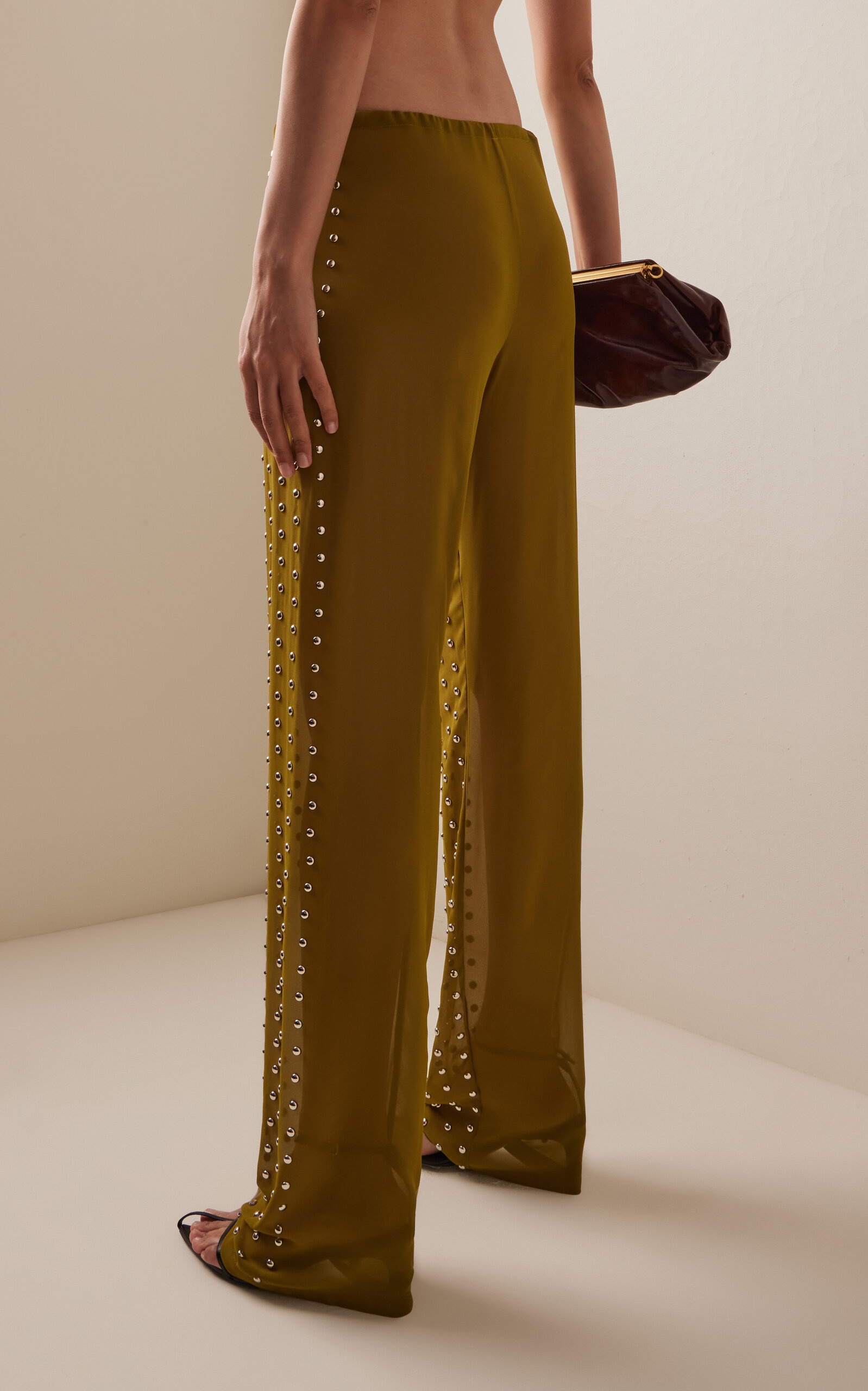 Pachas Studded Voile Skinny Pants green - 4