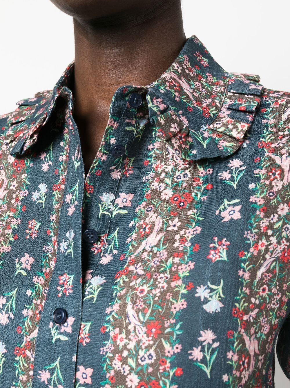floral-print ruffle-collar shirt - 5