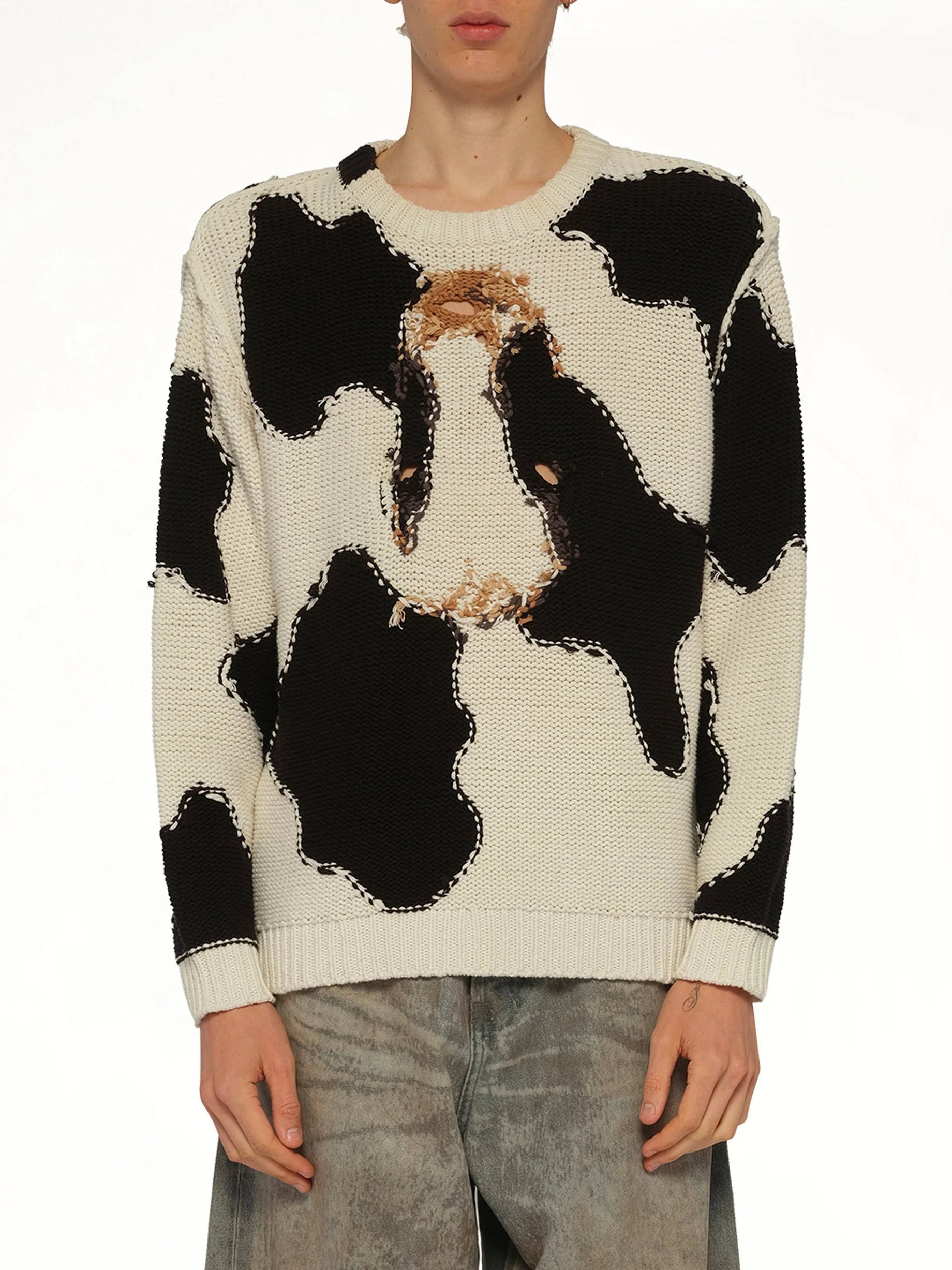 Acting Cow Knit Pullover in Ivory - 1