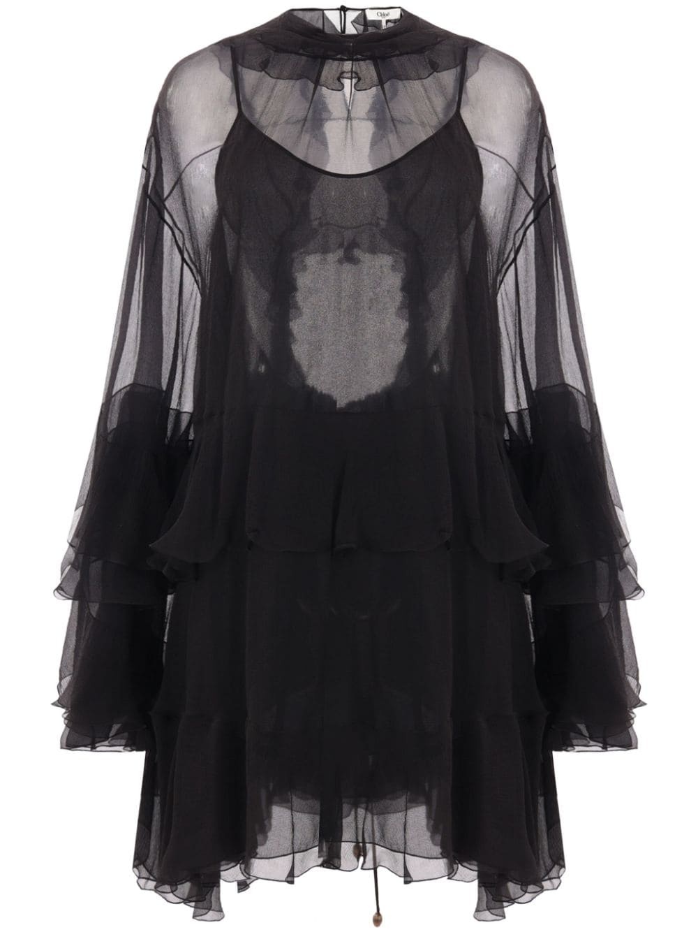 ruffled silk-georgette mini dress - 1