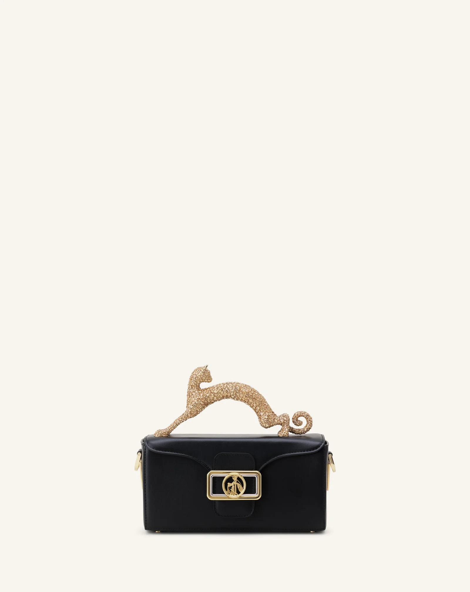 LEATHER NANO PENCIL CAT BAG WITH RHINESTONES - 1