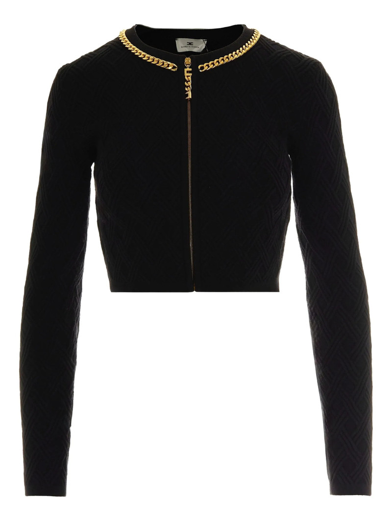 Elisabetta Franchi Chain-trim Diamond-pattern Cardigan 1