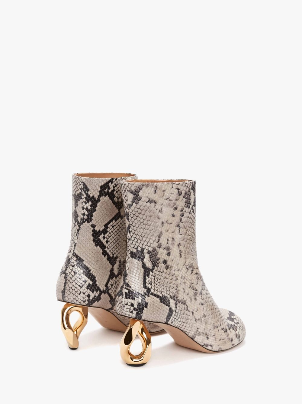 CHAIN HEEL LEATHER ANKLE BOOTS - 3