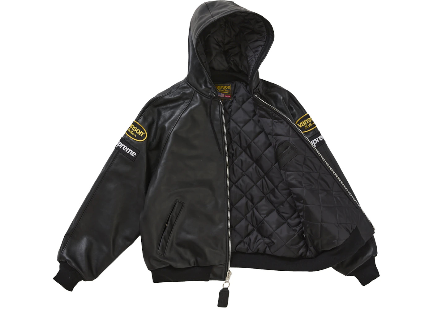 Supreme Vanson Leathers Hooded Work Jacket Black - 2