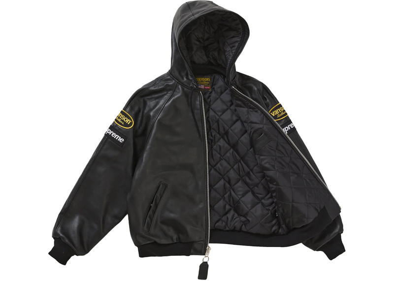 Supreme Supreme Vanson Leathers Hooded Work Jacket Black outlook