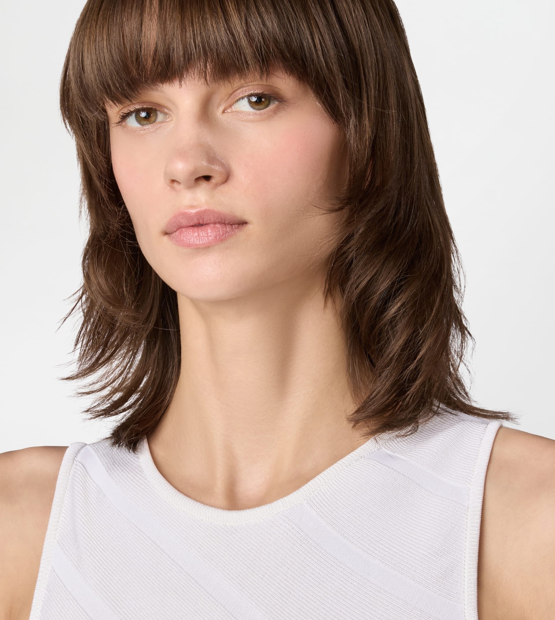 ASYMMETRICAL DRESS IN VISCOSE - WHITE - 5