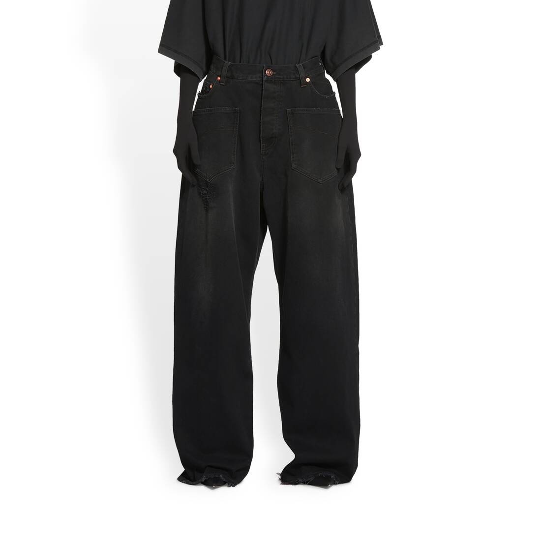 patched pockets baggy jeans - 8