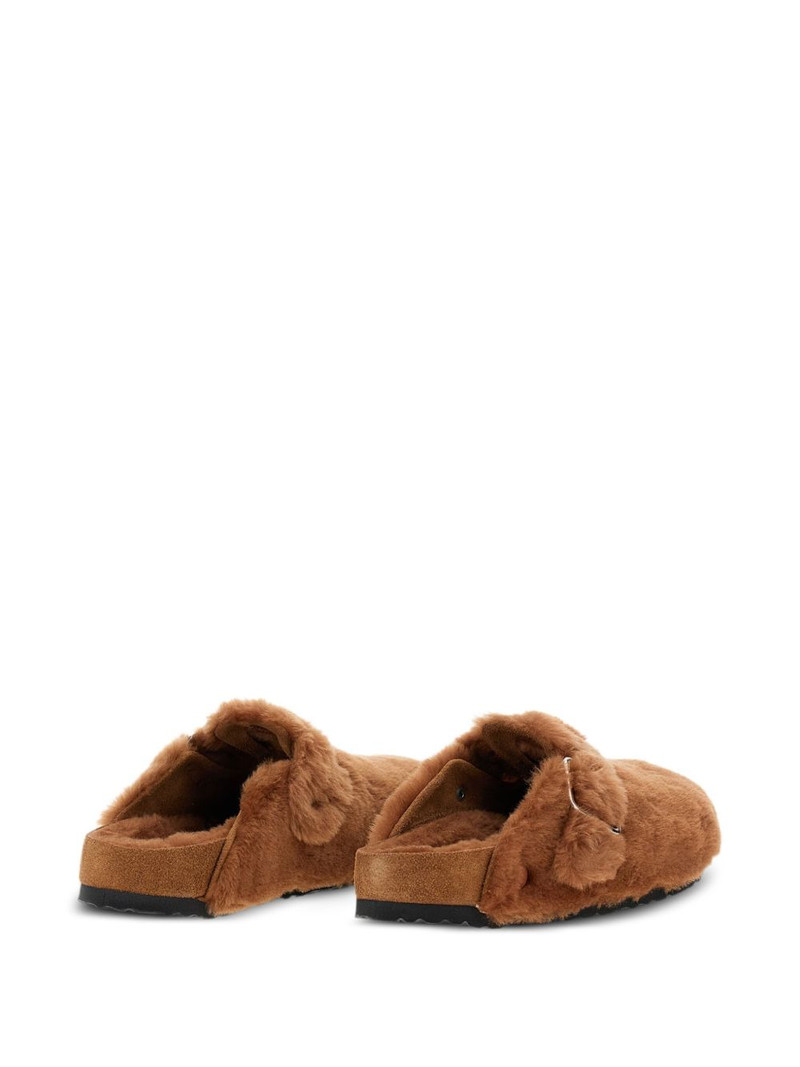 BIRKENSTOCK shearling buckle strap mules outlook