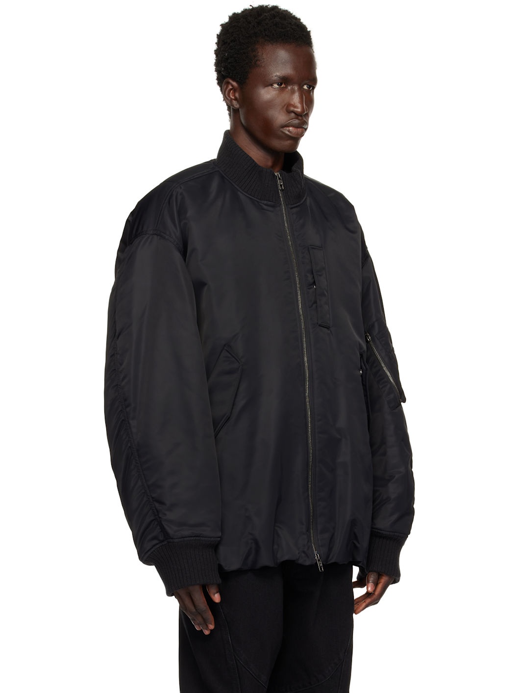 Black Over Fit MA-1 Bomber Jacket - 2
