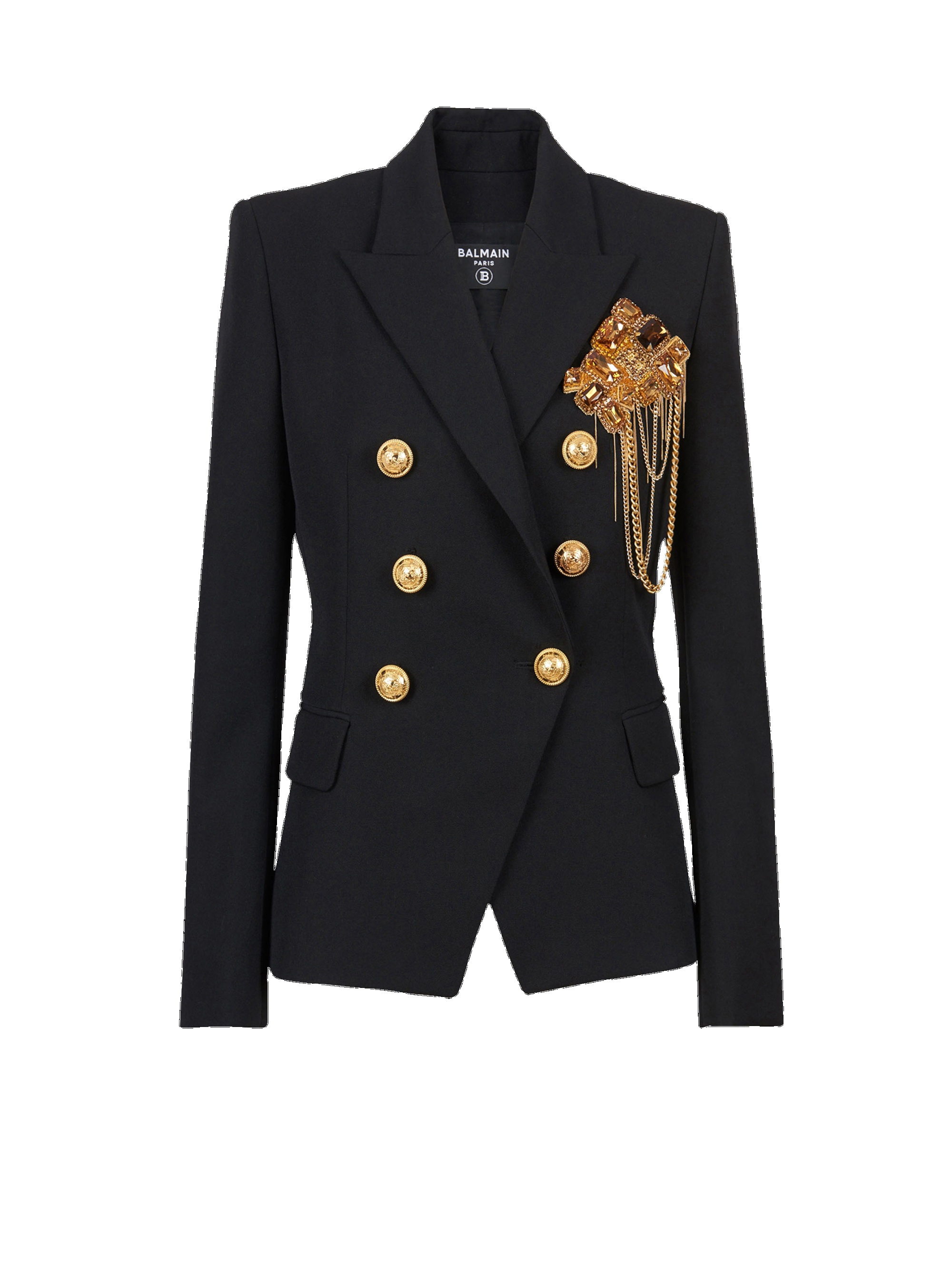 Wool jacket with embroidered jewel badge - 1