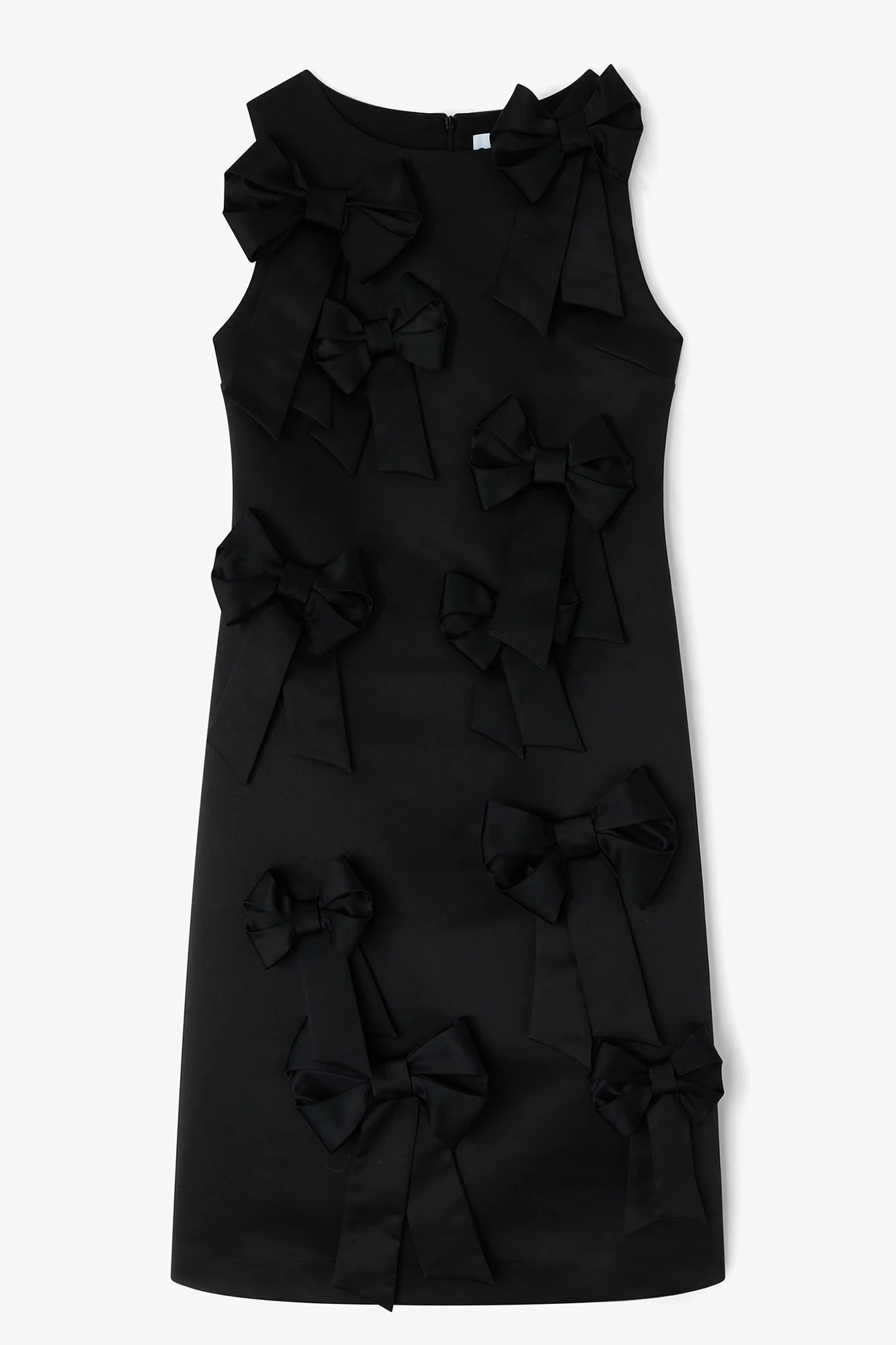 BLACK SATIN BOW DRESS - 1