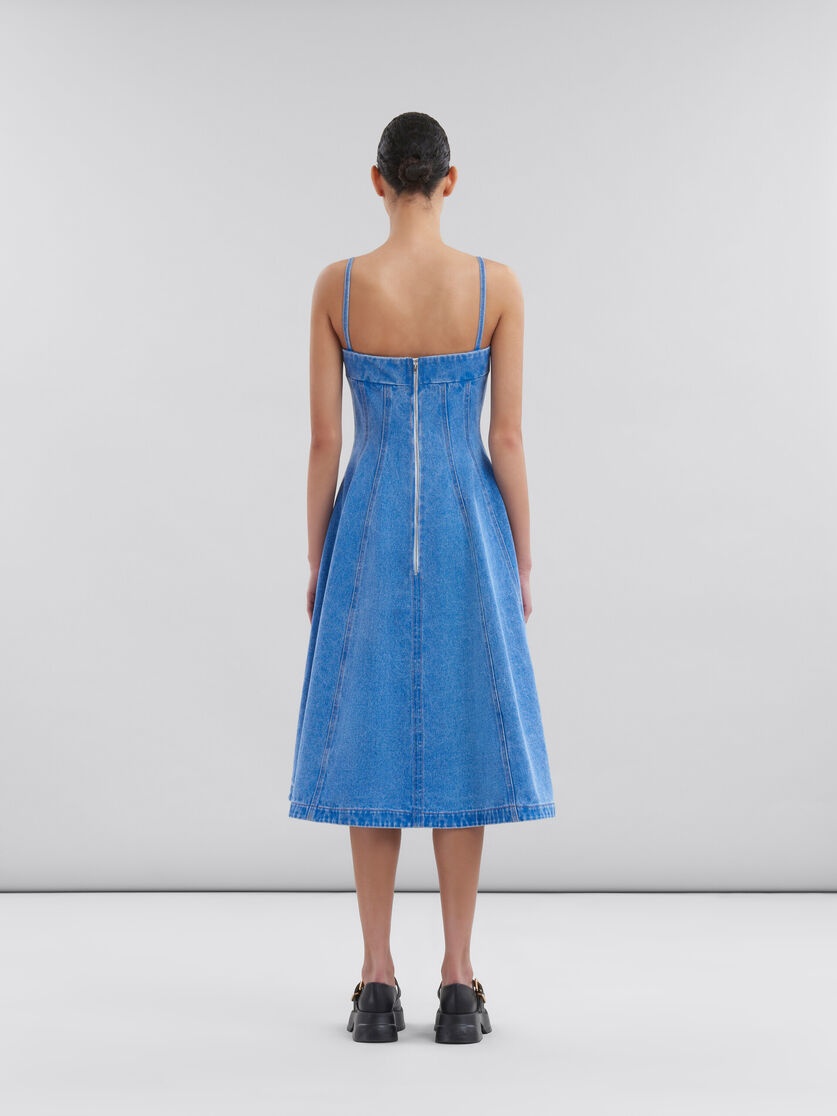 LIGHT BLUE COATED DENIM BALLOON DRESS - 3