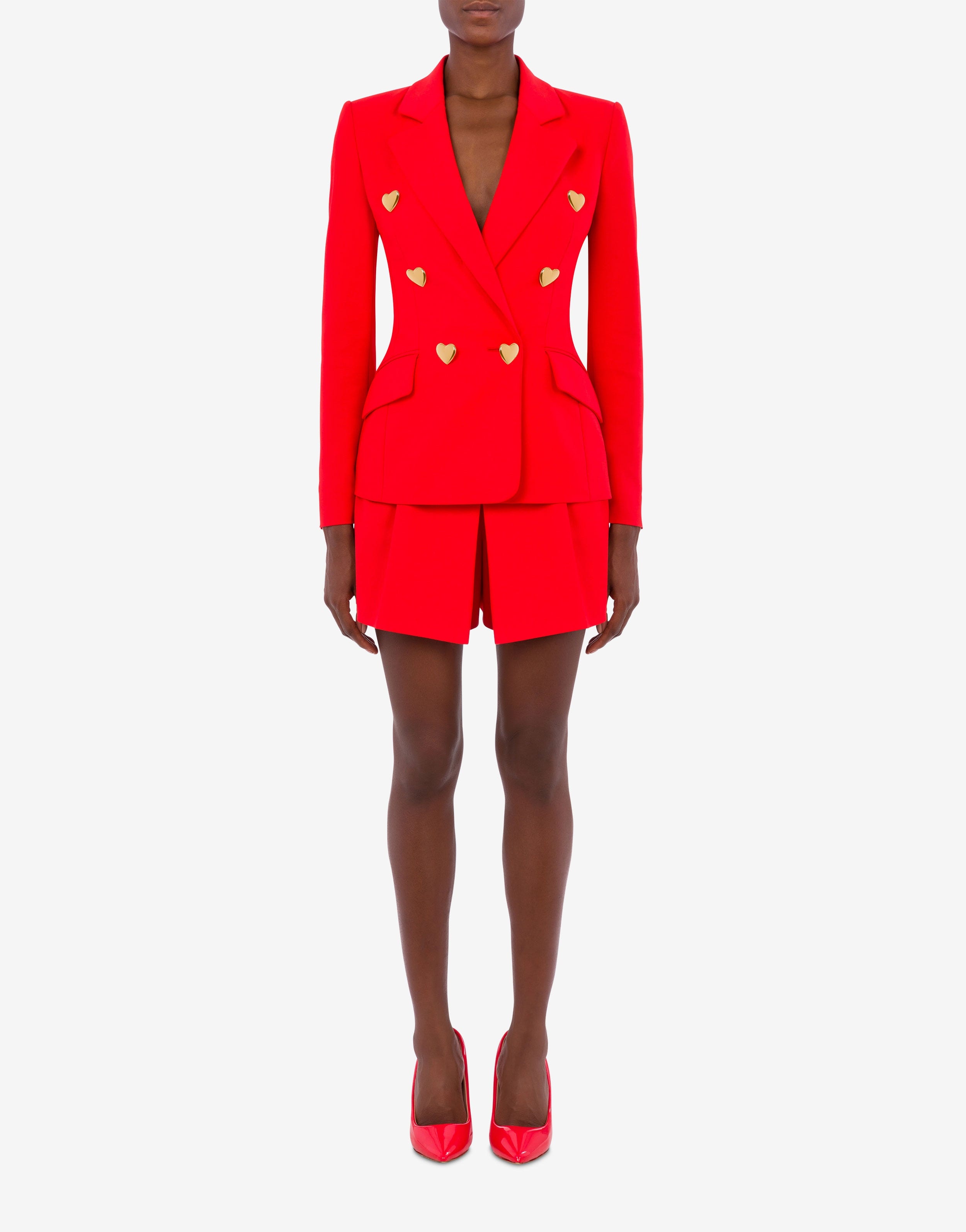 HEART BUTTONS STRETCH SATIN JACKET - 2