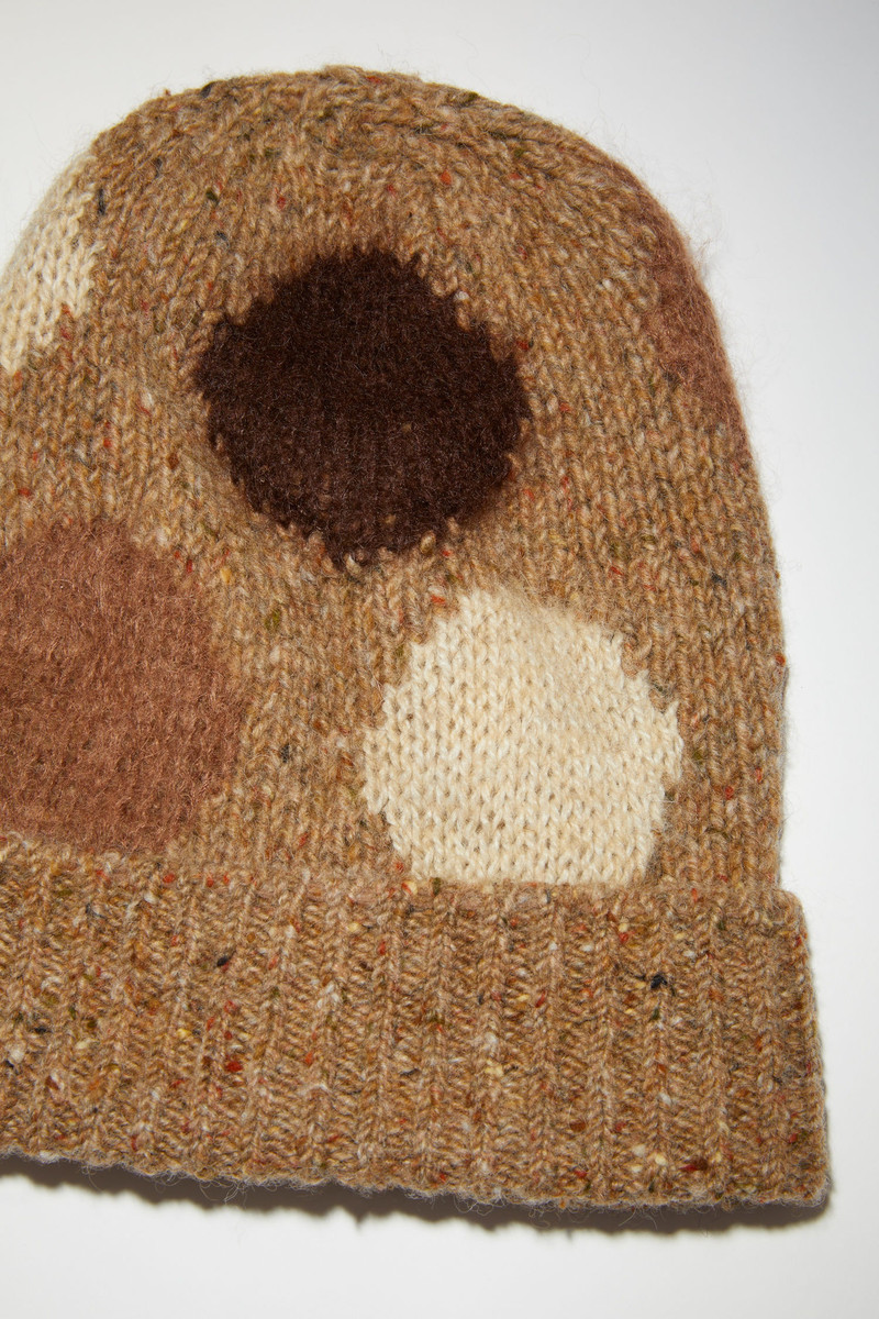Wool dot beanie hat - Brown/multi 4