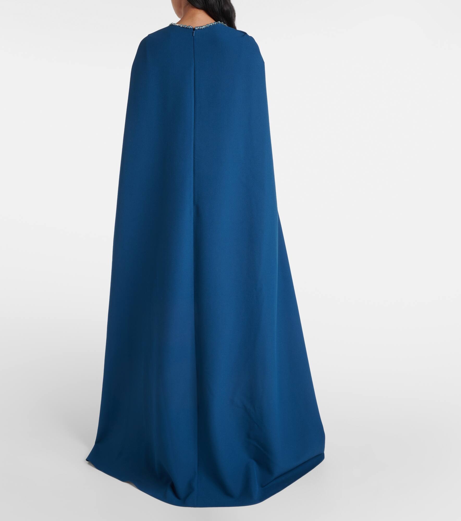Mattia embellished caped crêpe gown - 3