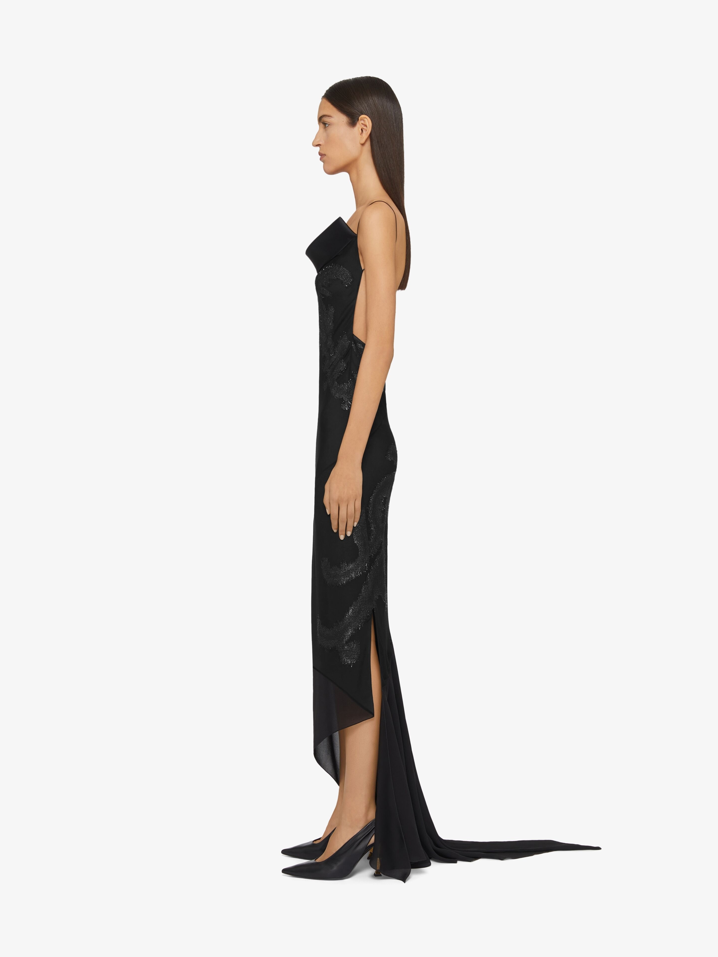 EVENING DRESS IN SILK WITH LUREX CUT THREAD EMBROIDERY - 3