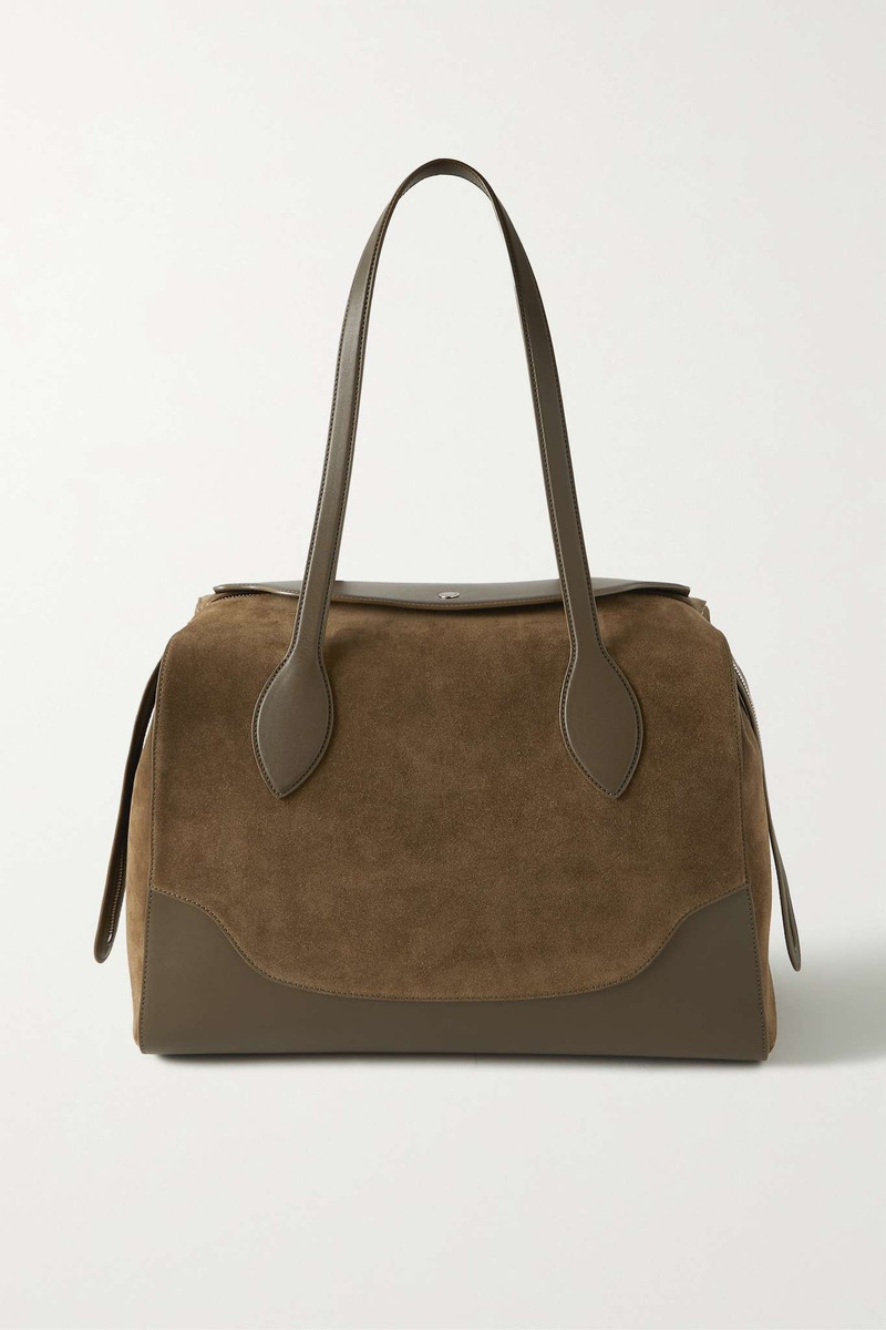 Sesia Happy Day XL leather-trimmed suede tote 1