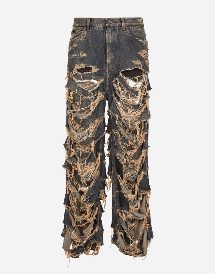 Destroyed overdyed denim jeans - 1