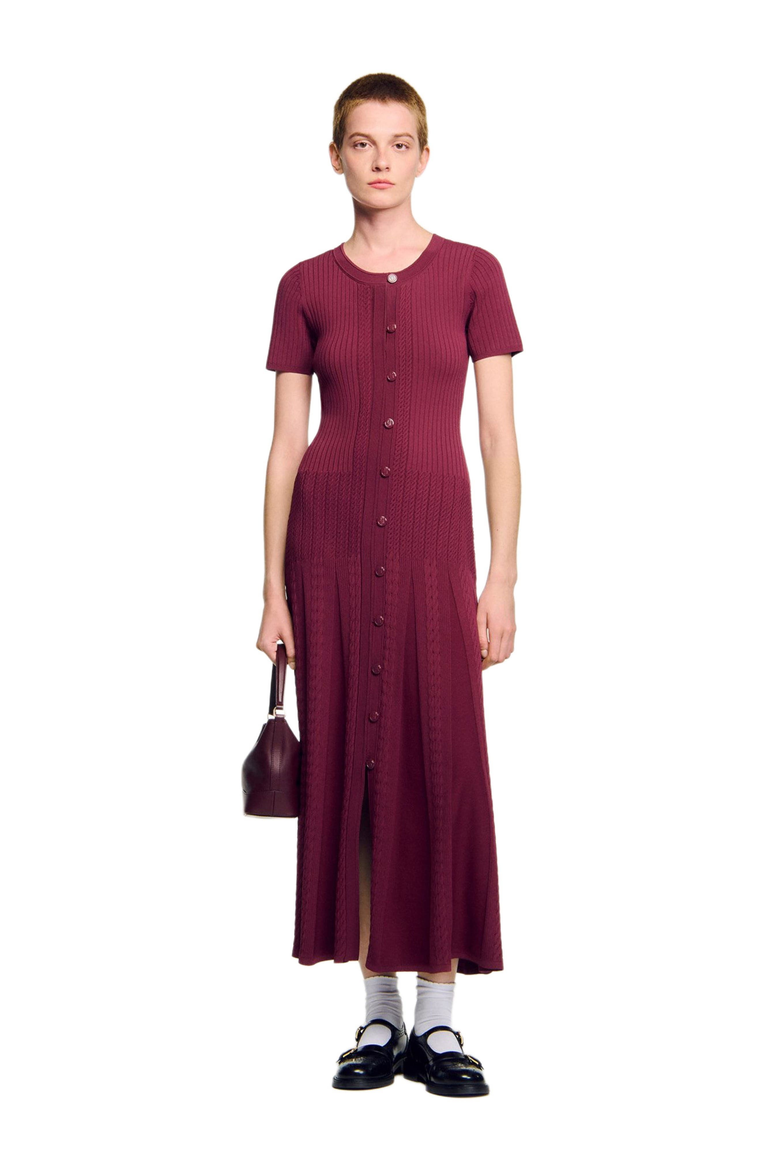 SANDRO Knit maxi dress in Bordeaux at Nordstrom - 6