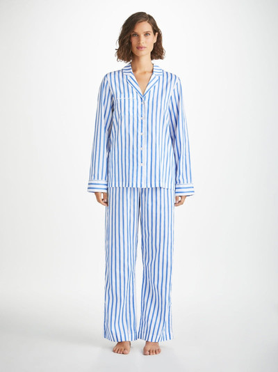 Derek Rose Women's Pyjamas Capri 23 Cotton Batiste Blue outlook
