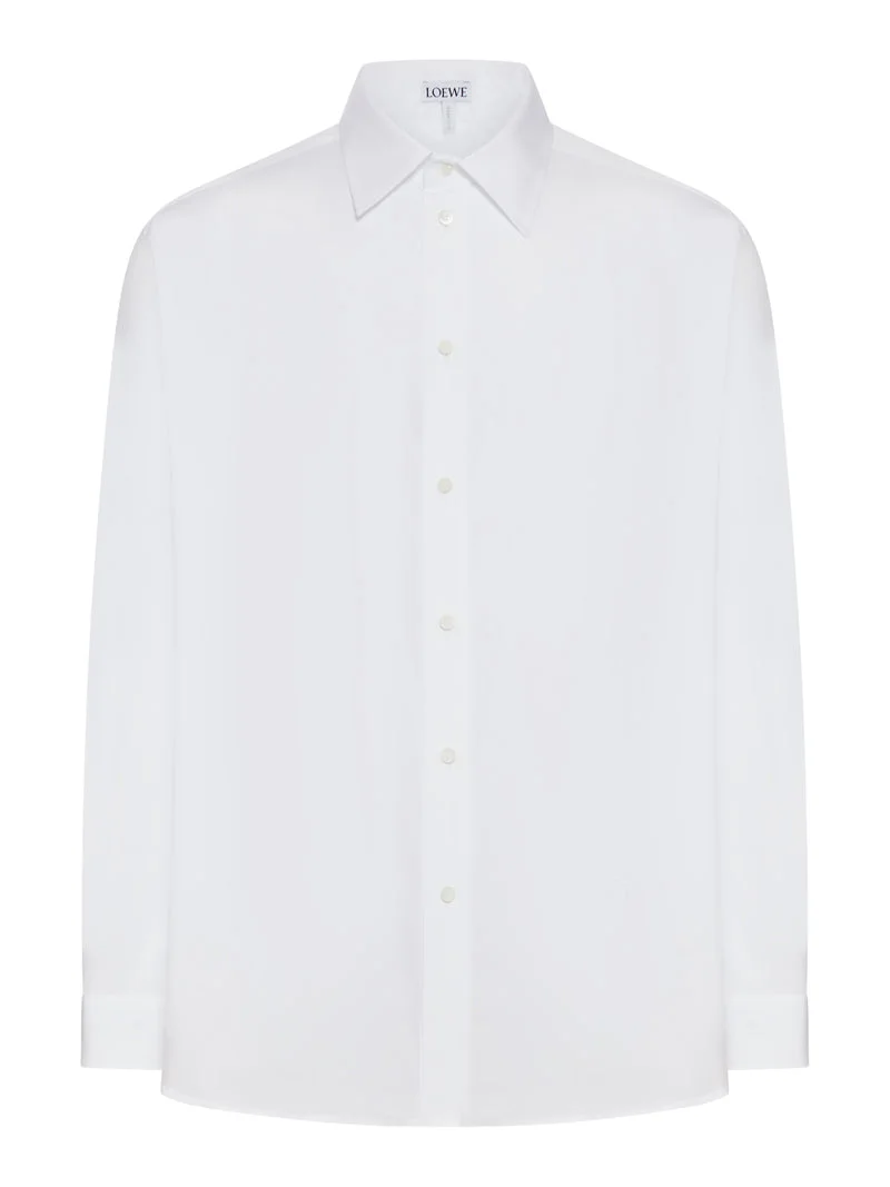 Loewe Men Classic Cotton Shirt With Embroidered Anagram Logo - 1