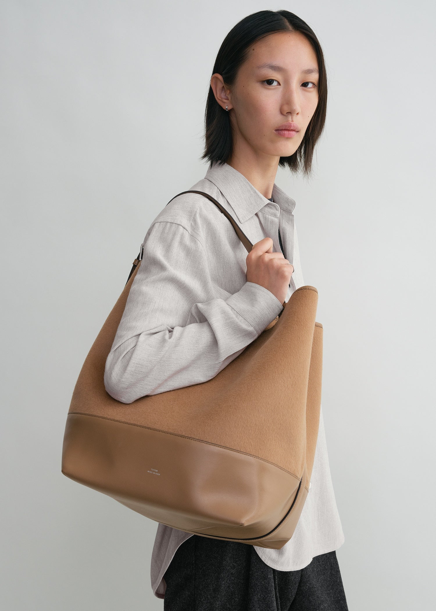 Belted doublé tote camel - 2