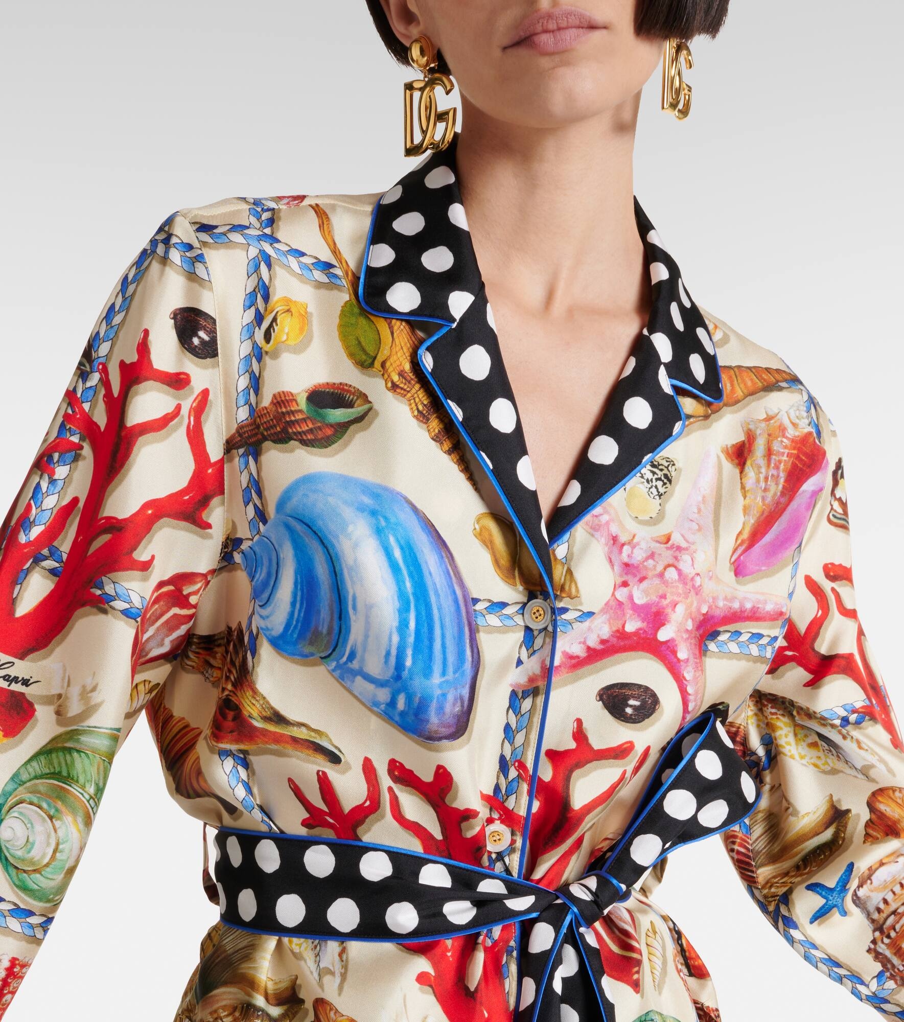 Capri printed silk satin shirt - 4