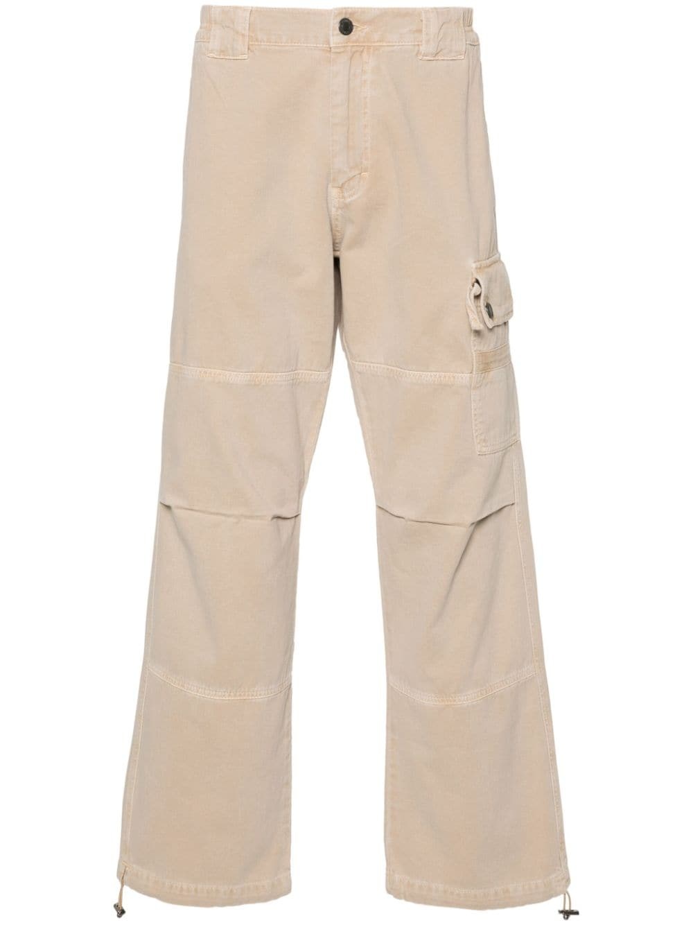 logo-embroidered cotton trousers - 1