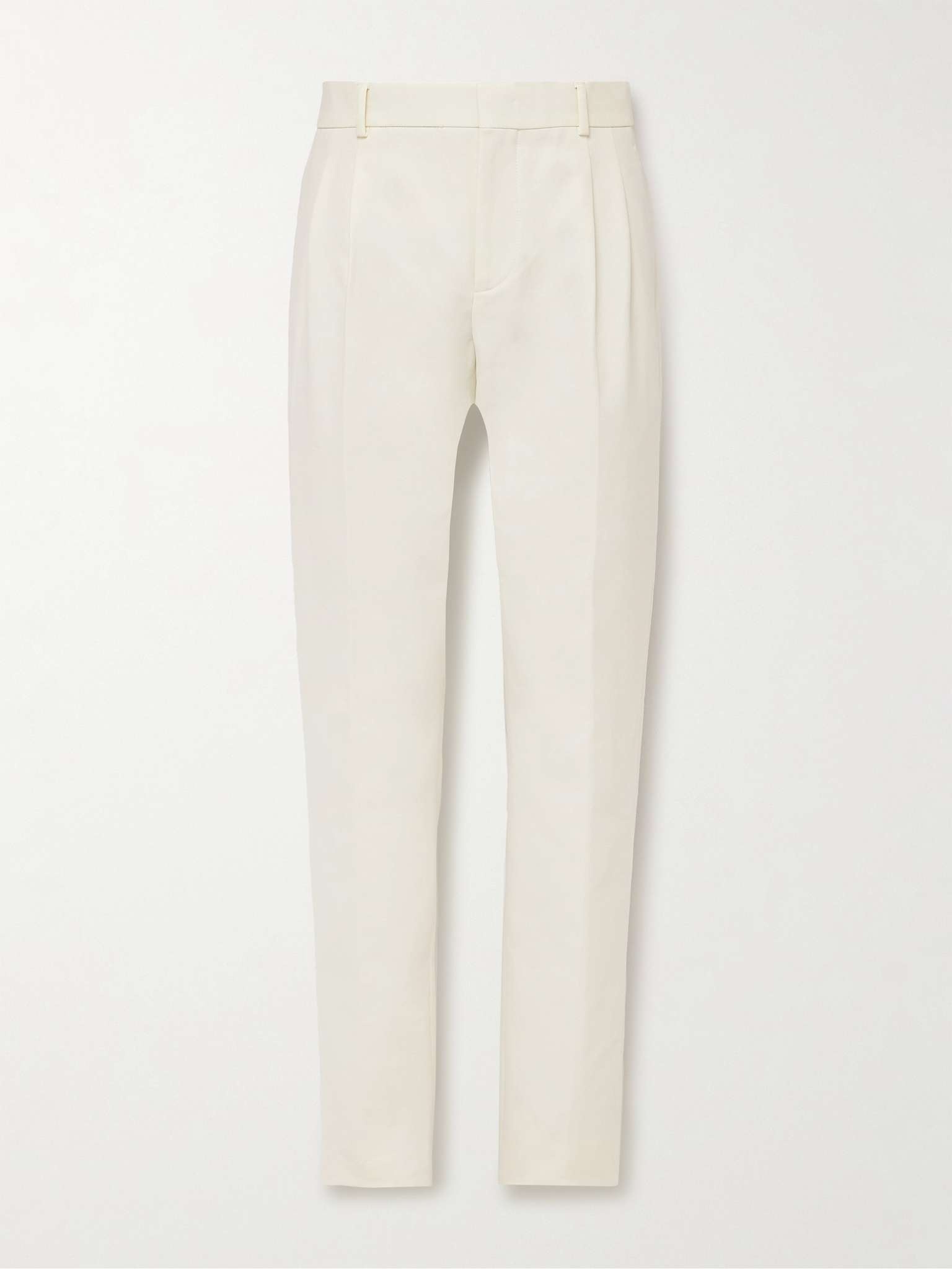 City Slim-Fit Tapered Pleated Double-Faced Cotton Trousers - 1