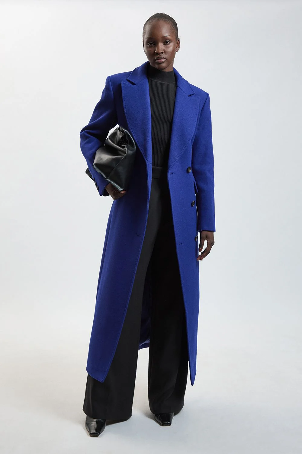 Petite Wool Blend Tailored Fitted Maxi Coat - 1