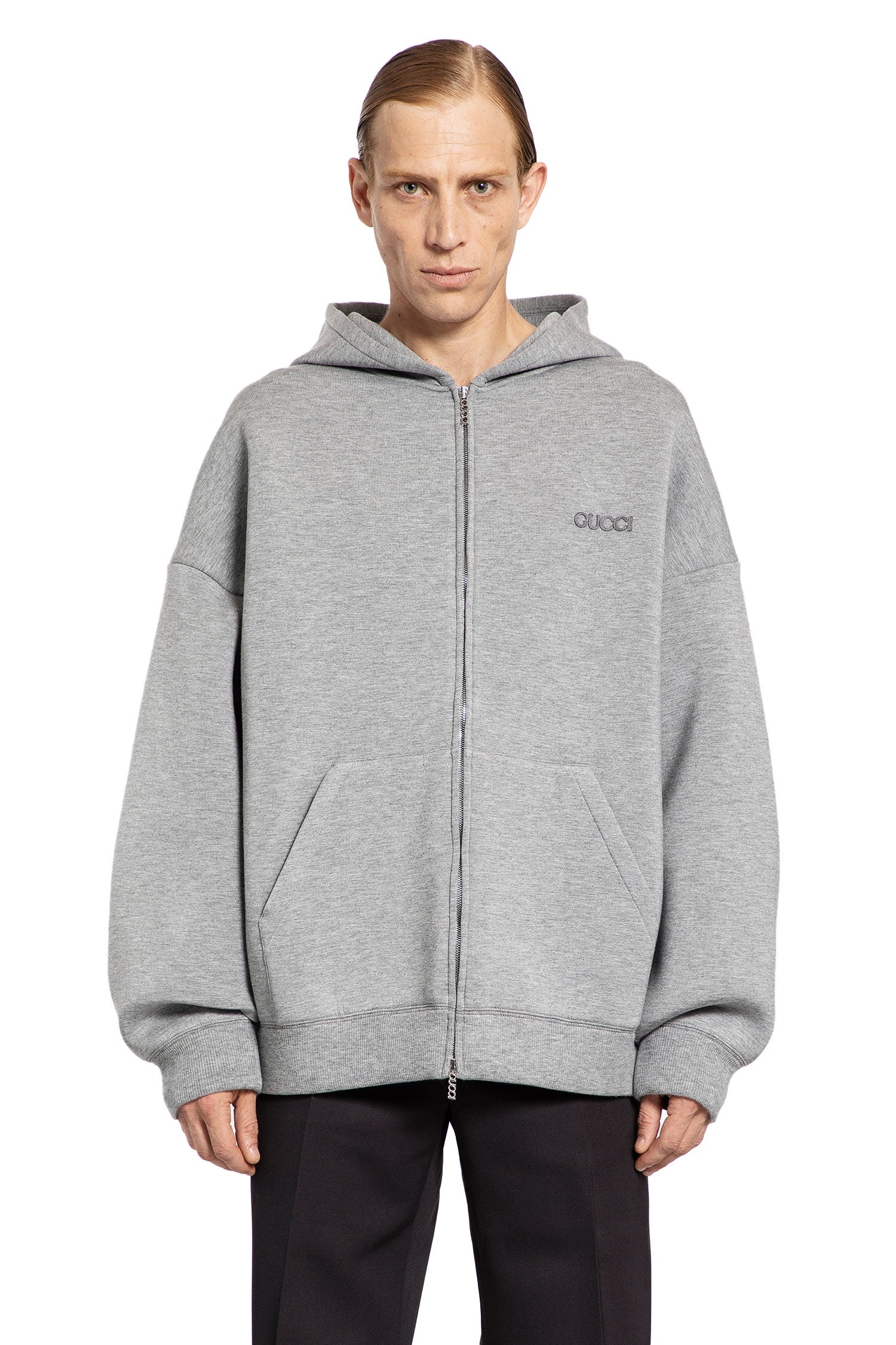 Viscose-Jersey-Zip-Up-Logo-Hoodie - 1