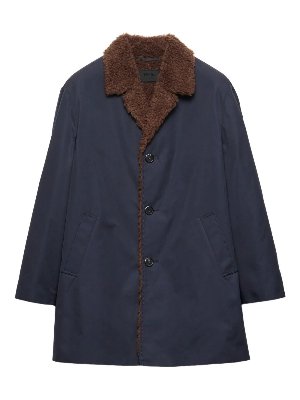 notch-lapel shearling-collar coat - 1