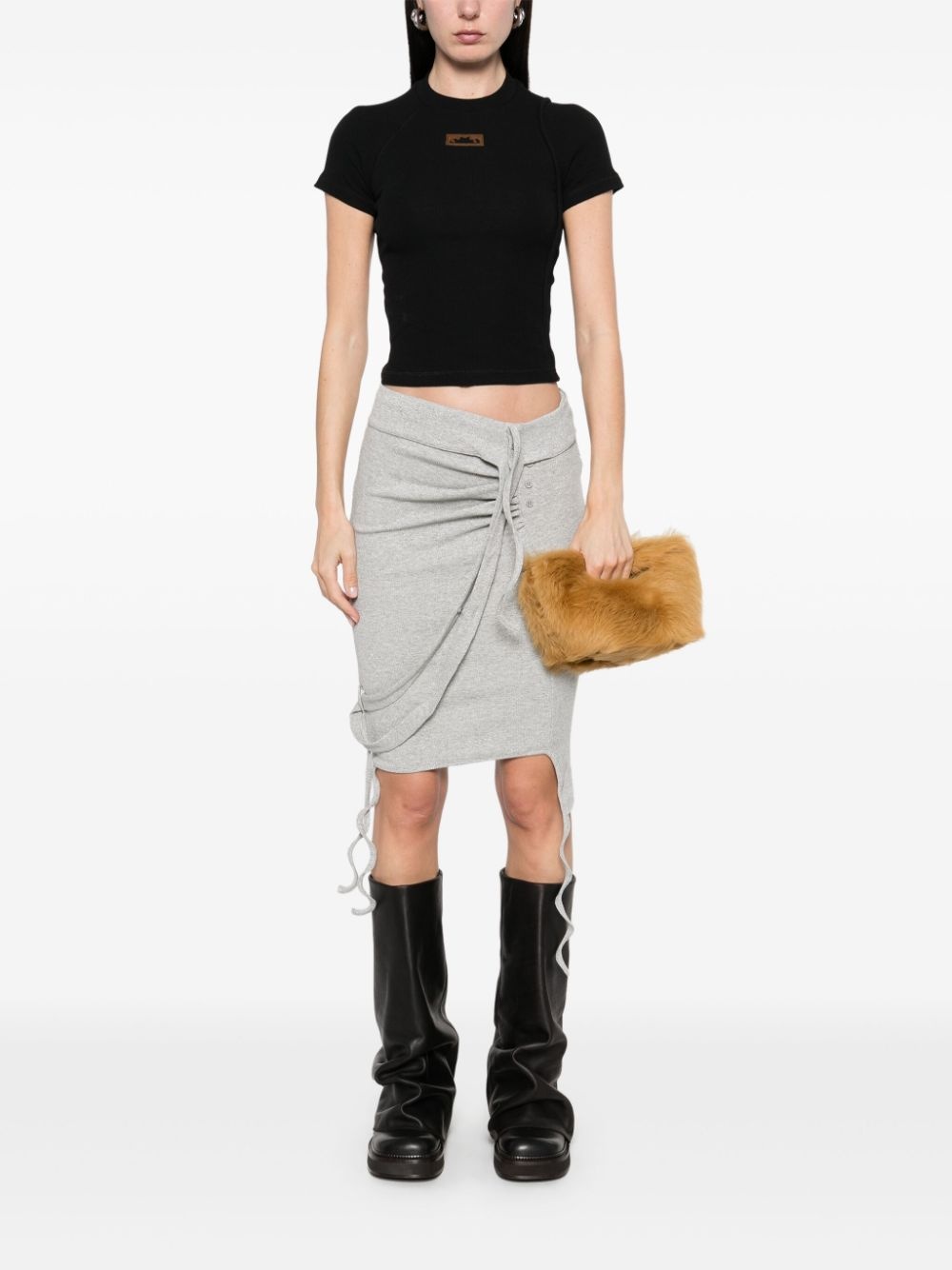 ribbed deconstructed T-shirt - 2