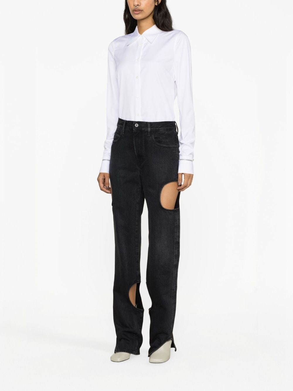 cut-out straight-leg jeans - 3