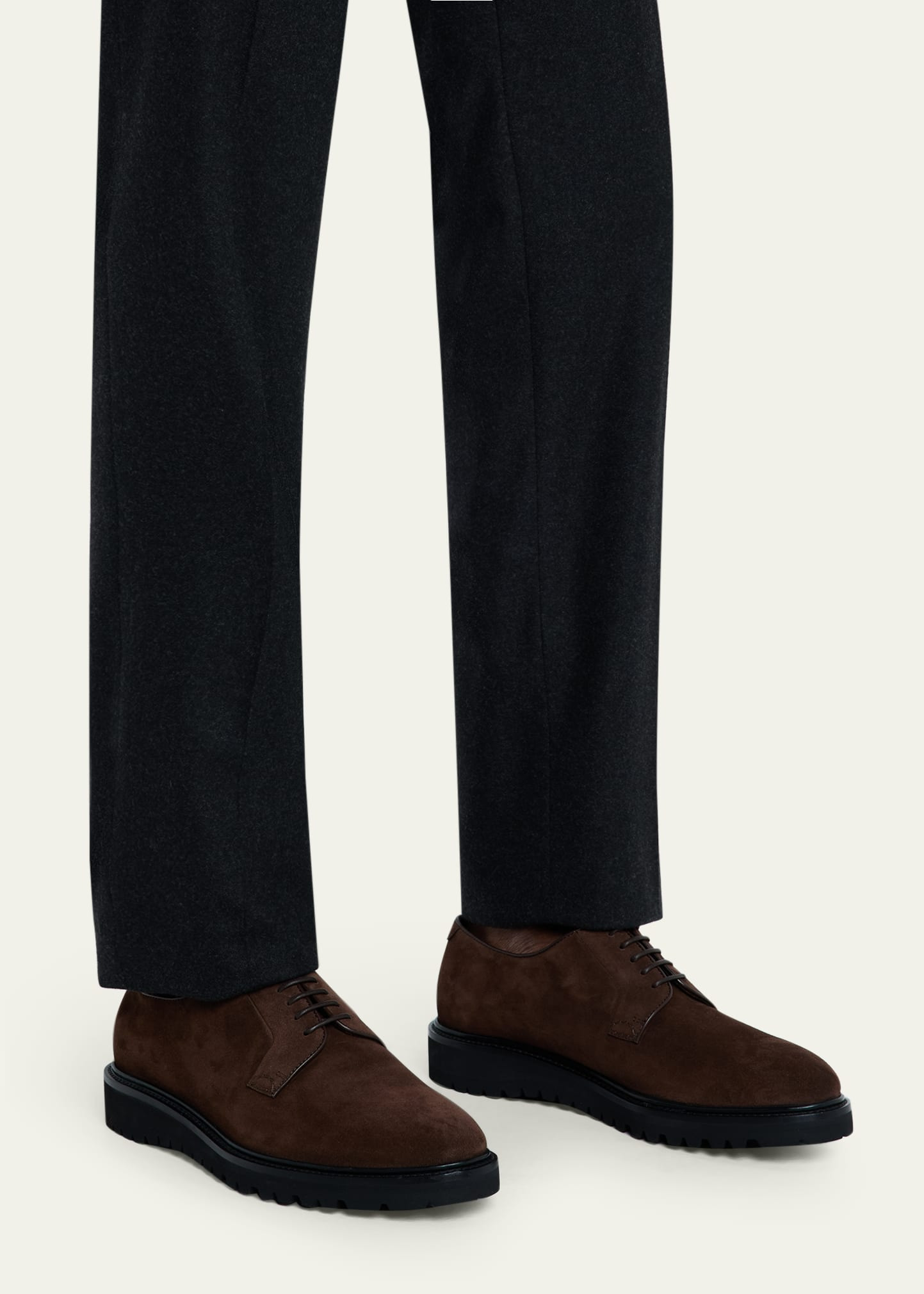 Men's Suede Rubber-Sole Derby Shoes - 2