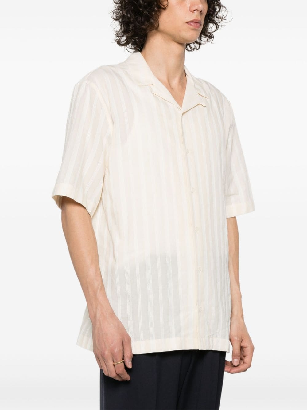 embroidered-stripes cotton shirt - 3