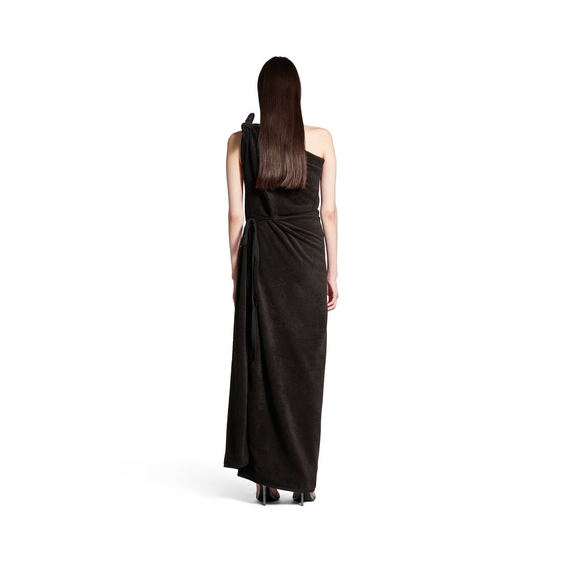 Women's Draped Maxi Dress in Black - 4