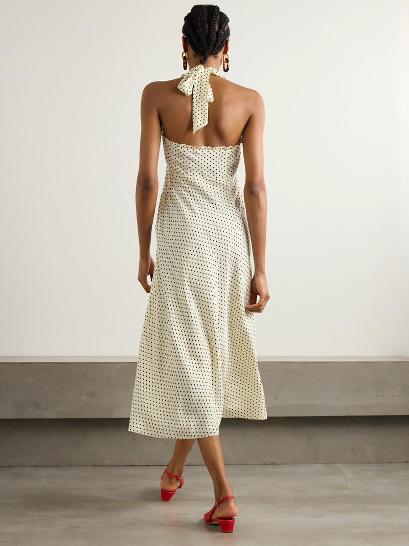 Mazarin Ruffled Polka-dot Silk-blend Satin Halterneck Dress 3