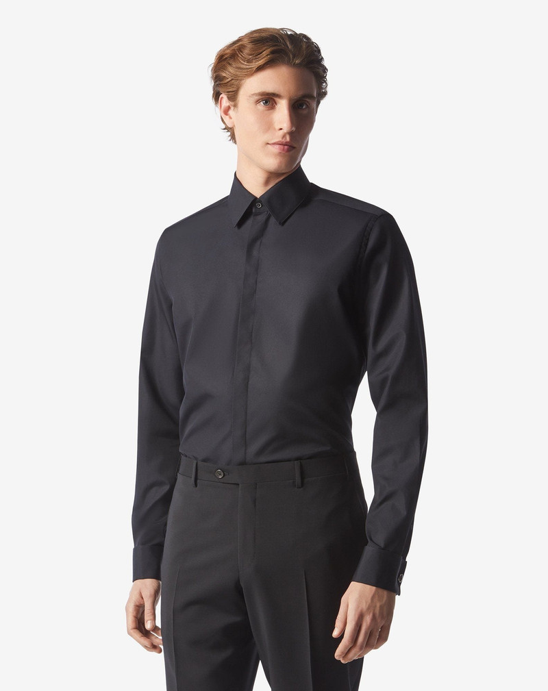 CORNELIANI Black cotton poplin evening shirt outlook