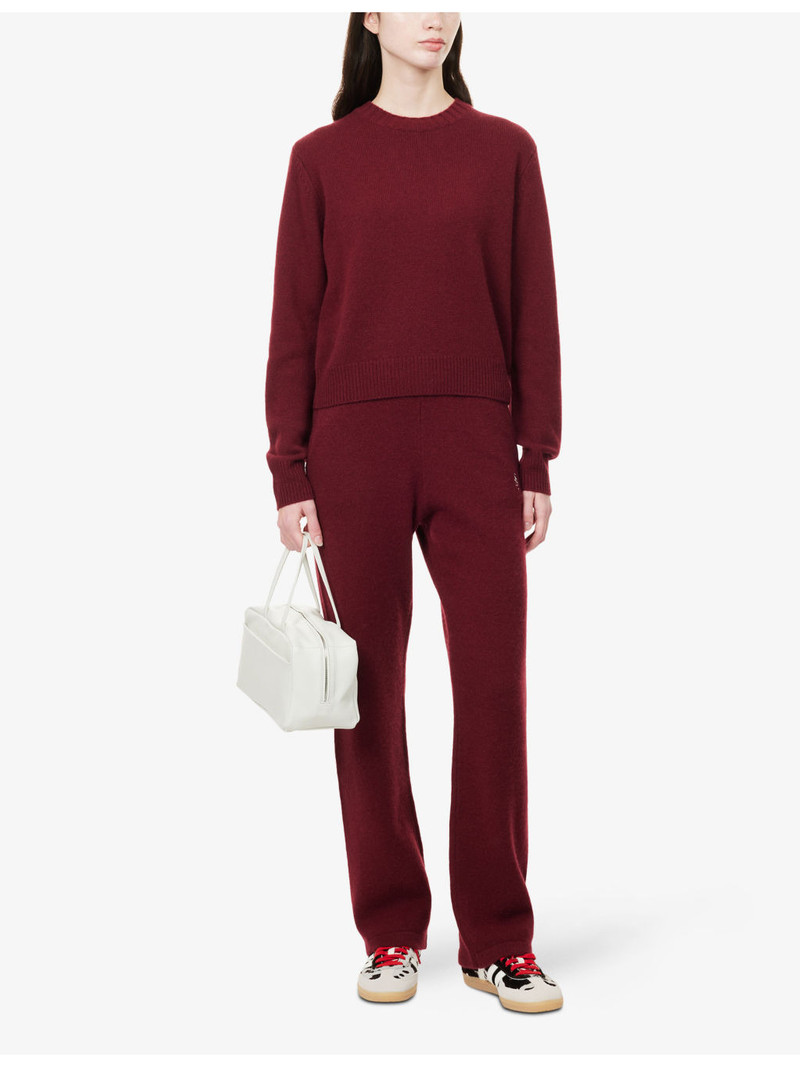 Sporty & Rich Wide-Leg Embroidered-Logo Cashmere-And-Wool Jogging Bottoms outlook