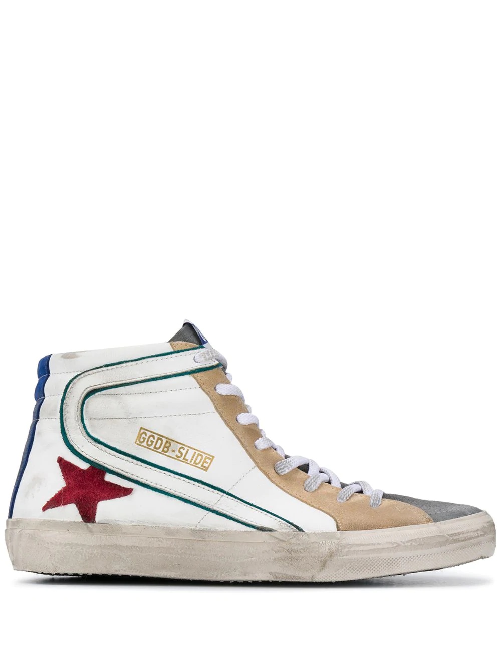 high-top distressed-finish sneakers - 1