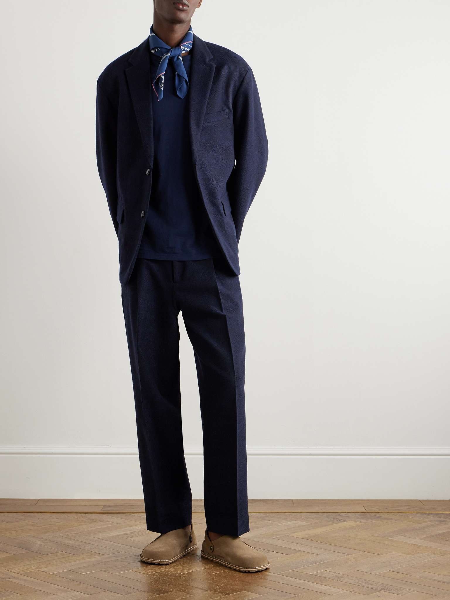 Straight-Leg Pleated Jacquard Cotton and Wool-Blend Suit Trousers - 2